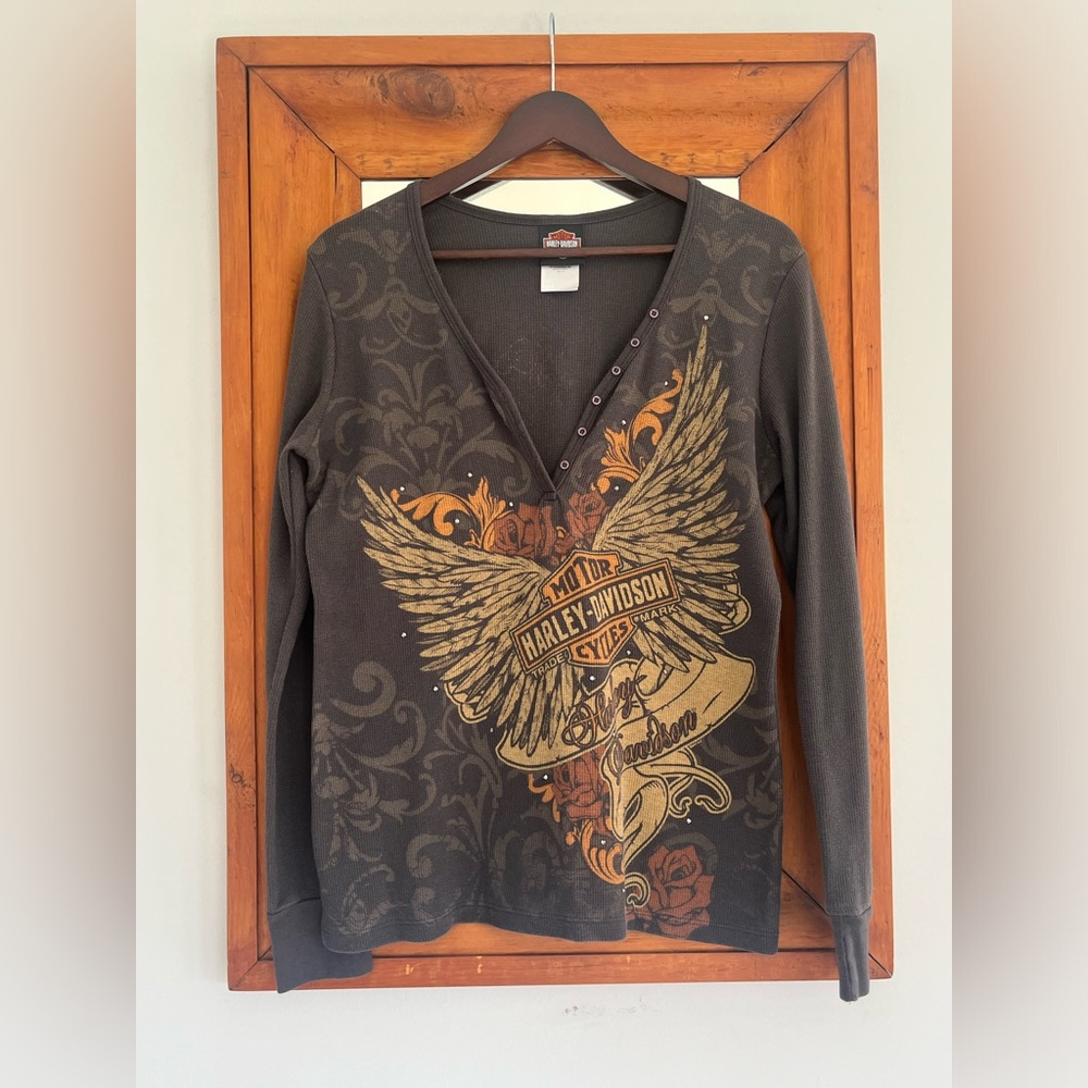 90s Vintage Harley Davidson Thermal Tee